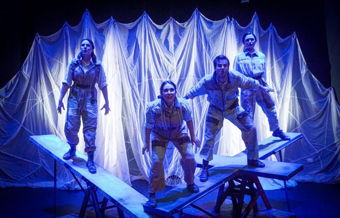 Three people on stage