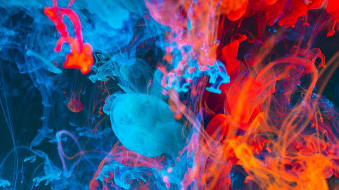 swirls of brightly coloured smoke